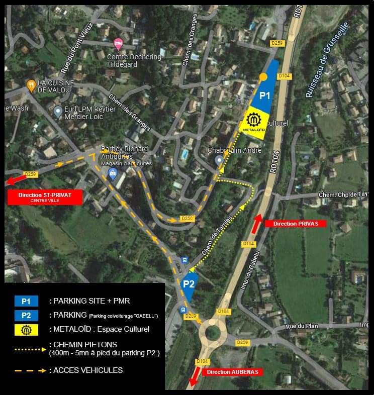Carte de St Privas avec la salle marquée
